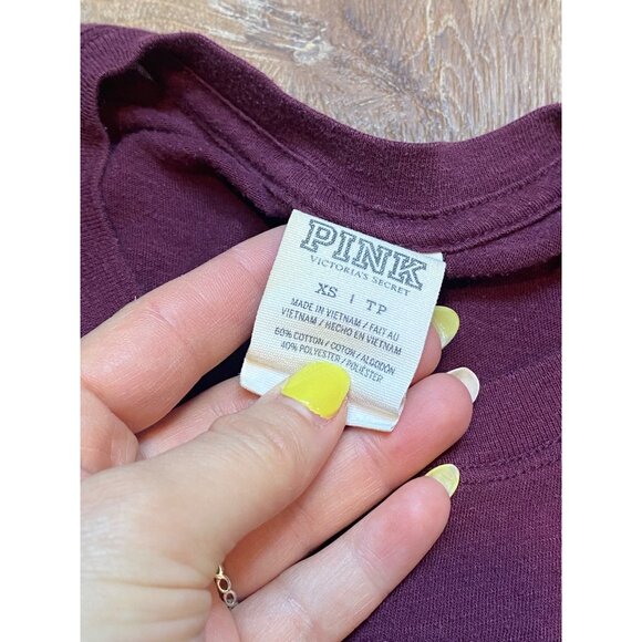 Y2K Victorias Secret Pink BLING Maroon Sequin Shirt XS - Picture 4 of 6